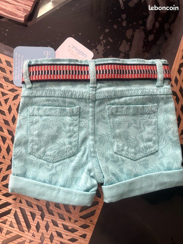 Short enfant avec ceinture neuf taille 6 mois Mes petits cailloux (image 3)