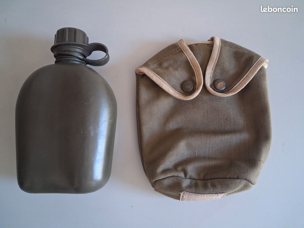 Kit gourde Type US de 1 quart ~ ( 1 litre ) datée 2000 + Housse isotherme Militaire (image 1)