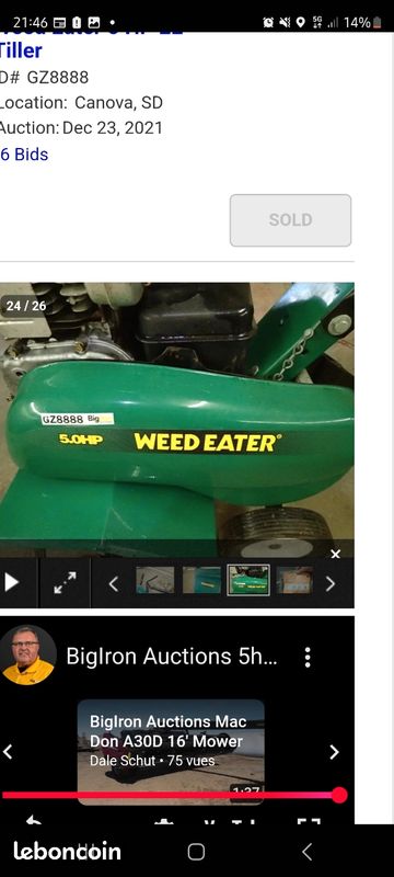 Motoculteur weed eater pièces (image 1)