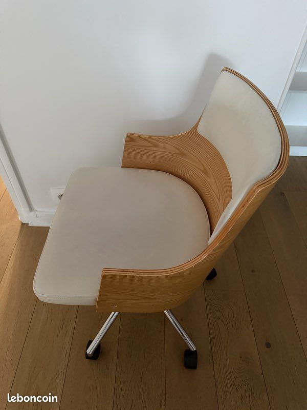 Chaise Bureau Miliboo bois et blanc (image 4)