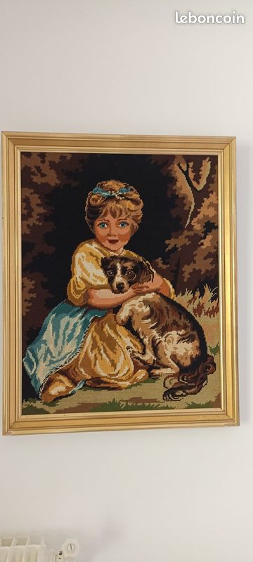 Canevas - La femme au chien - Décoration