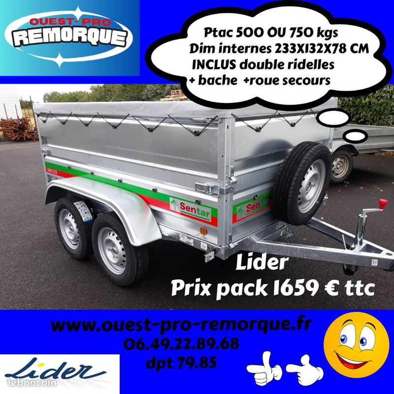 Remorque double essieux lider promo accessoires (image 2)