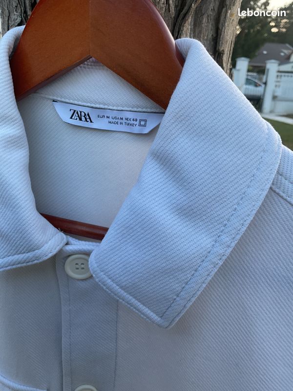 Veste Zara Homme 100% Coton Blanc Taille 44R - Occasion Très Bon état