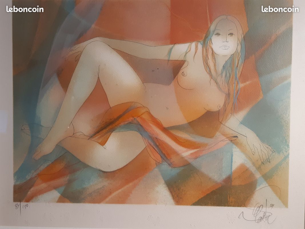 Aquarelle femme nue / charme / érotique avec cadre - Décoration