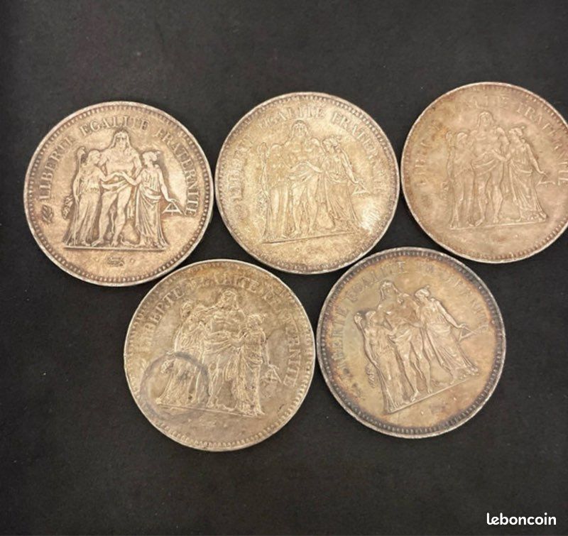 Lot x5, 50 francs hercule argent (image 2)