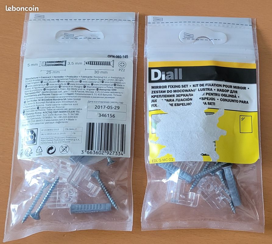 2 Kit de fixation Miroir DIALL (image 1)