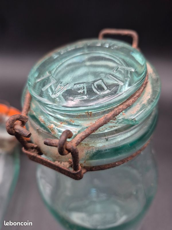 Bocal En Verre L'Idéale 3/4 Litre Vert - Vintage Conserve - 2 Disponibles