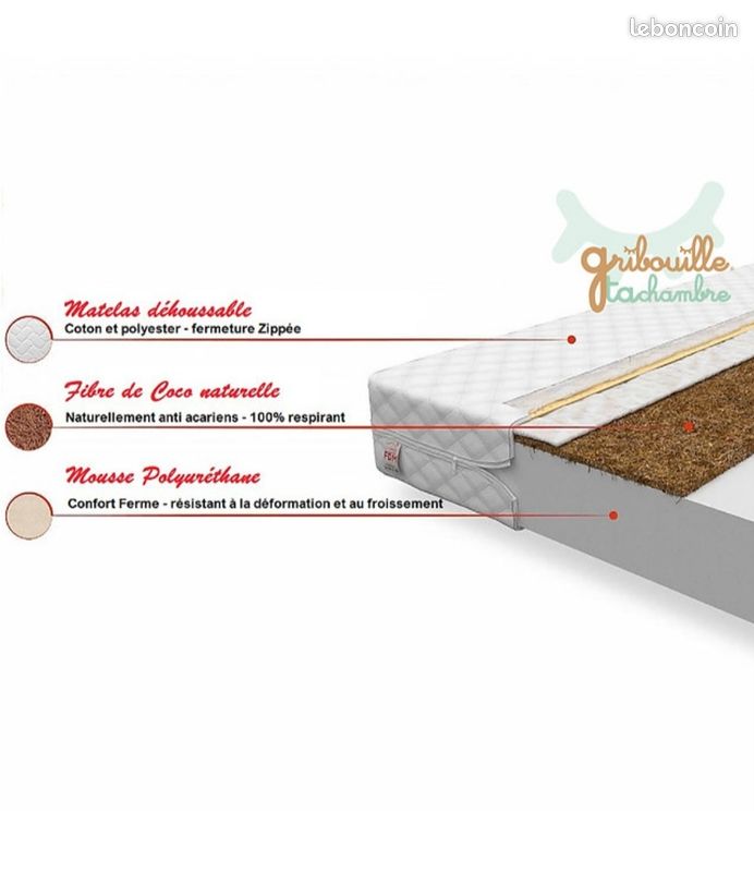 Lit maison en Pin naturel avec sommier (image 3)