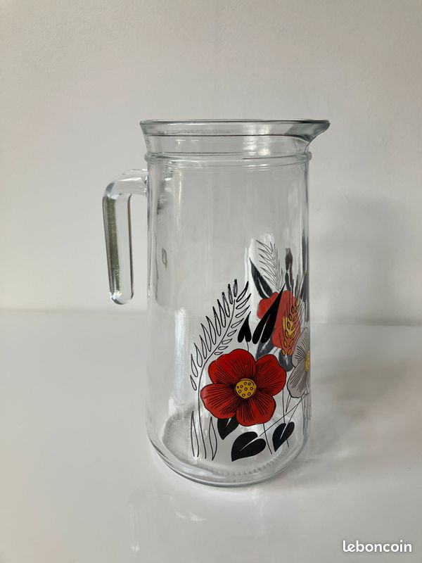 Pichet Carafe à Fleurs Vintage Covetro Italy - Rétro Années 70 - Décoratif