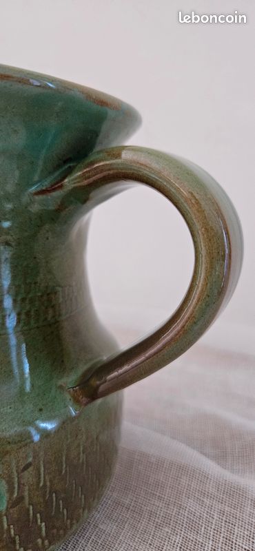 Pichet vintage en grès émaillé vert (image 6)