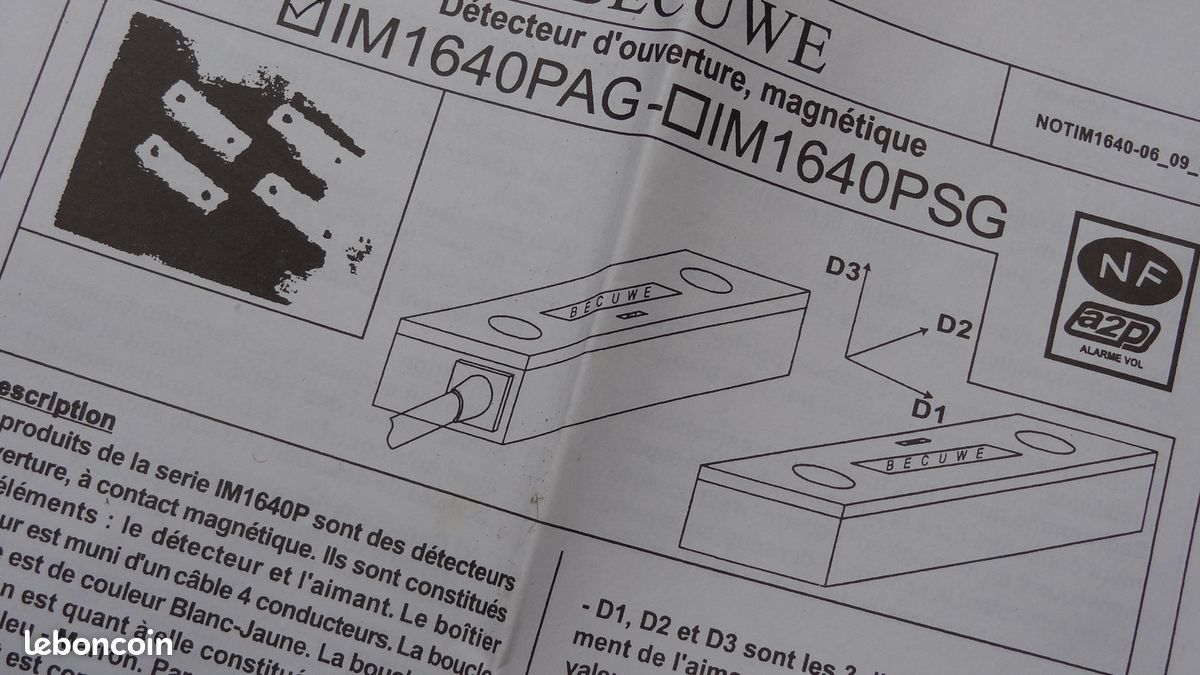 Lot De 2 Détecteurs D'ouverture Becuwe IM1640PAG – Neufs