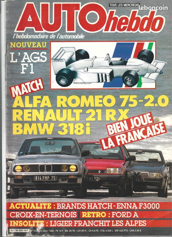 Lot 5 magazines Auto Hebdo 1986 (image 5)