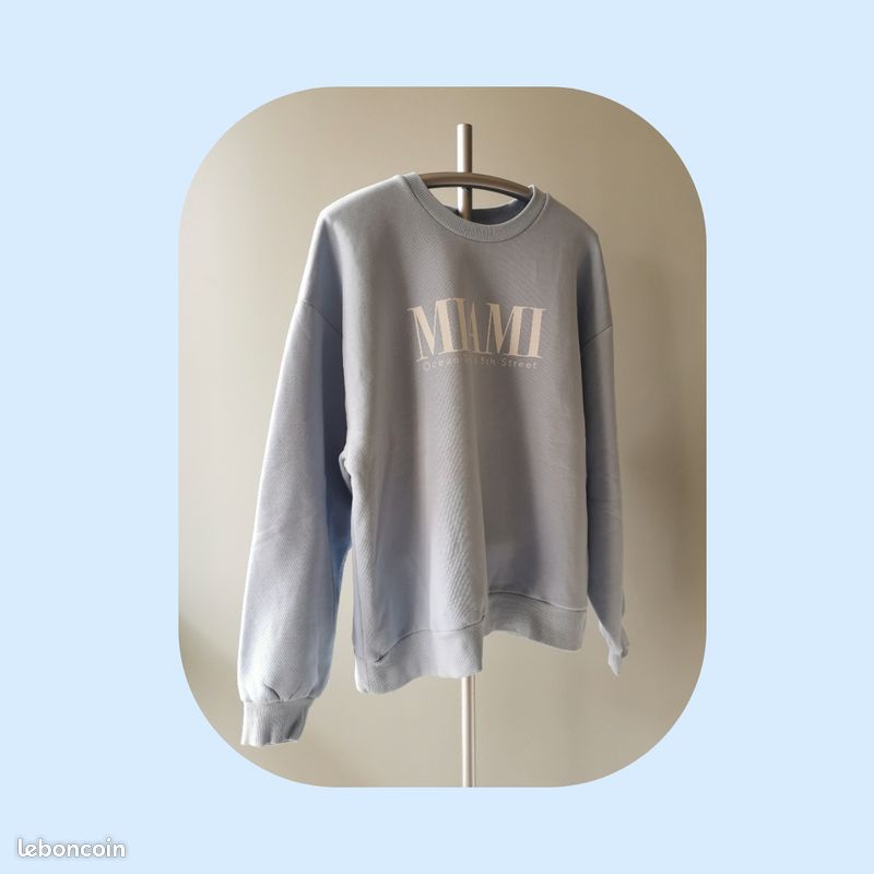 Pull Gina Manches Longues Gris Et Bleu - Taille 38 - Occasion Très Bon état - Made In Germany