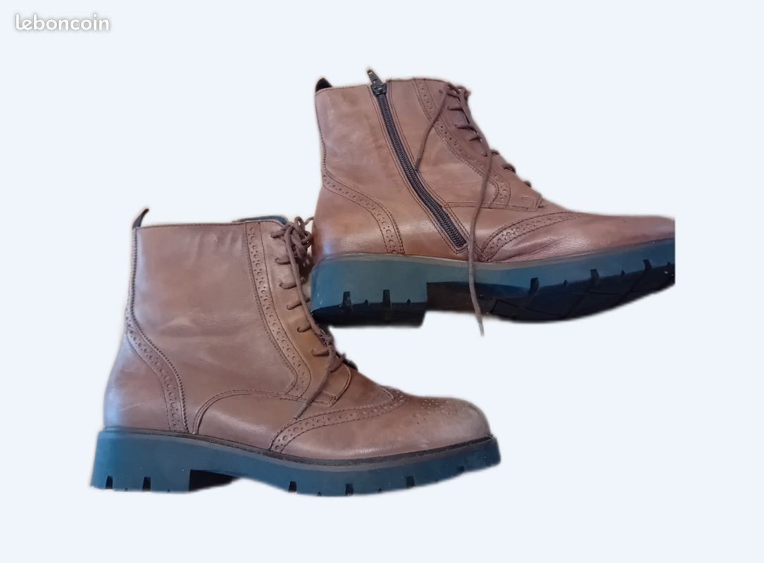 Bottines cuir marron 39 (image 1)