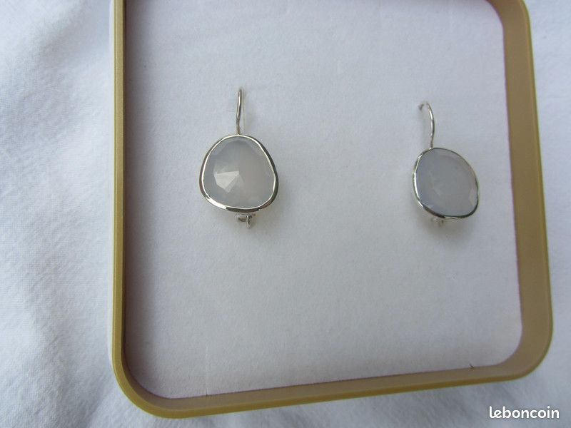 Boucles d'oreilles en argent et calcédoine véritables neuf (image 6)