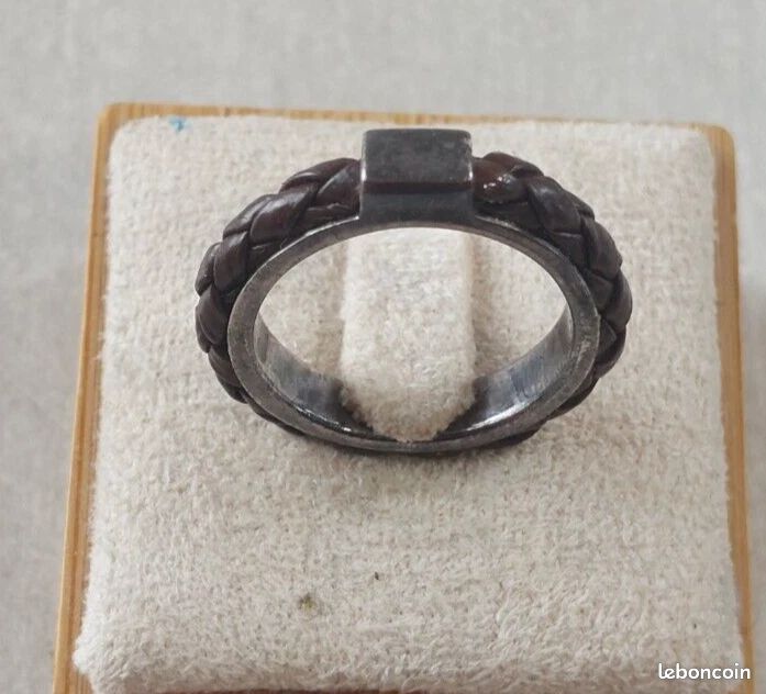 Ancienne bague, en argent massif et corde, vintage (image 1)