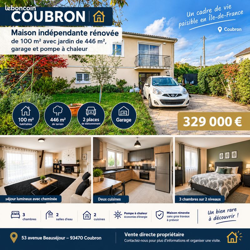 Maison 5 pièces 100 m² · à Coubron · 100 m² · 329 000 €