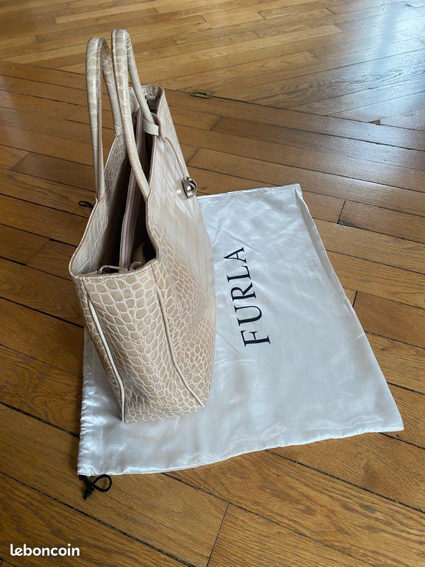Sac cabas Furla cuir façon croco beige (image 6)