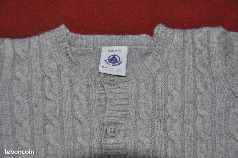 Gilet gris mixte PETIT BATEAU 12 mois (vero68) (image 3)