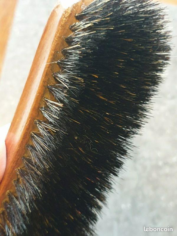 Brosse à Vêtements Vintage En ébène Et Crin De Cheval - Manche Noir 14.5 Cm, Fabrication UK