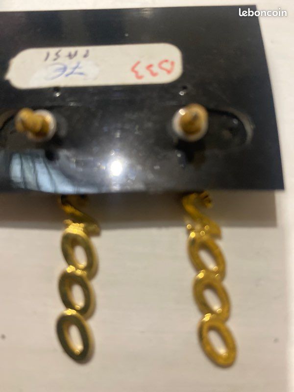 Longues Boucles D'oreilles Pendantes - Métal Doré, Années 2000 - Occasion