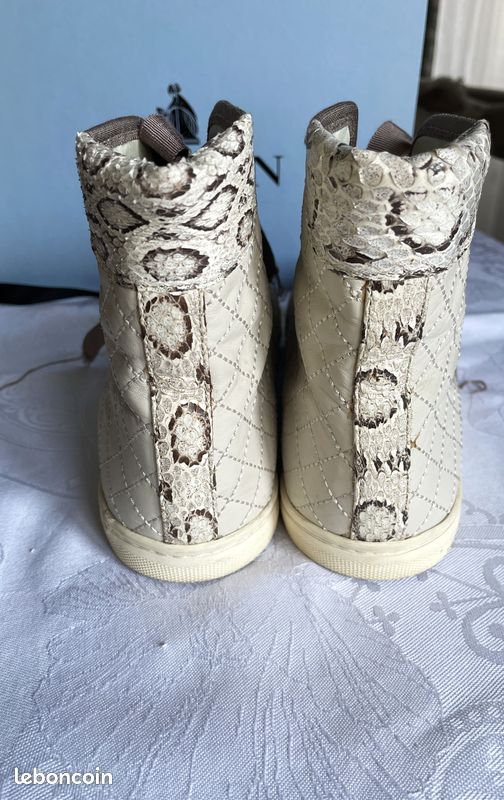 Baskets Montantes Lanvin Homme - Taille 8 US, Cuir Argenté, Bout Pointu, 100% Authentiques