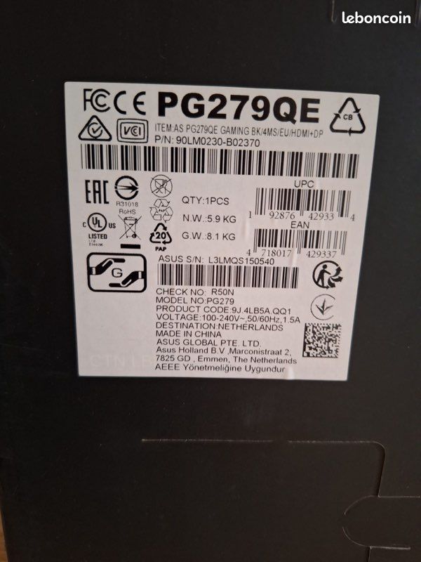 Ecran 165Hz ROG SWIFT PG279QE (image 6)