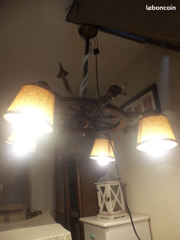 Grand lustre marin bois tourné (image 3)
