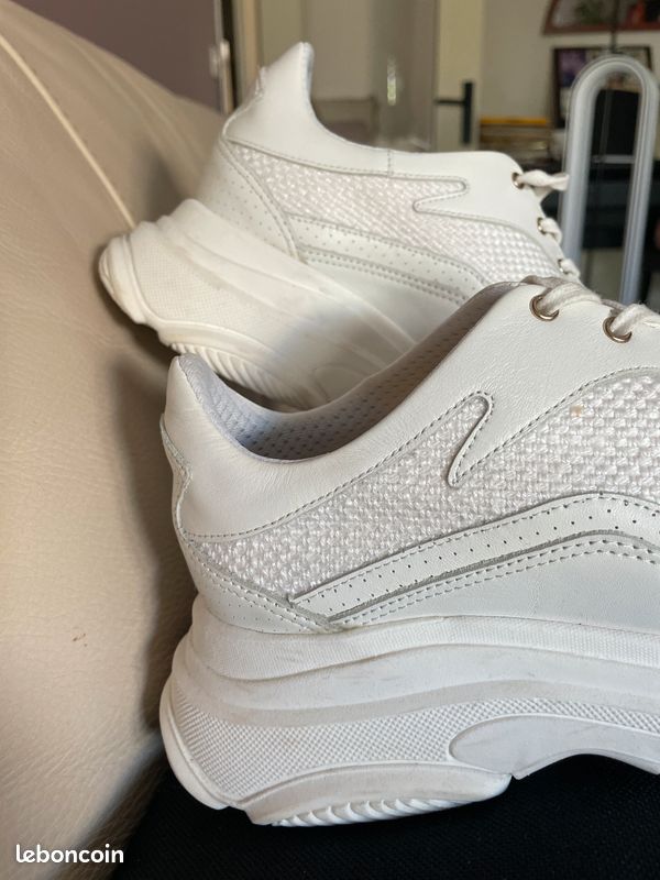Baskets Sneakers blanches plate-forme neuves de Créateur (image 11)
