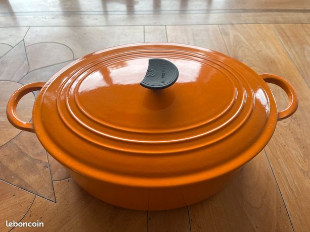 Cocotte Le Creuset Vintage - Fonte émaillée Orange - Forme Ovale 21cm - Bon état