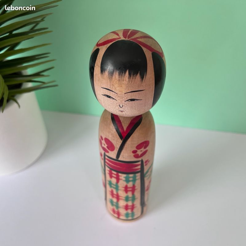 Grande Poupée Kokeshi Traditionnelle Japonaise En Bois - Artisanat Yamagata Années 1950