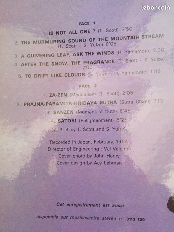 MUSIC FOR ZEN MÉDITATION : Tony Scott vinyle (image 3)