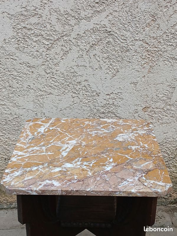 Sellette table guéridon en bois sculpter et marbre (image 4)