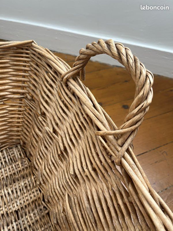 Panier gondole en rotin osier tressé vintage petit modèle
