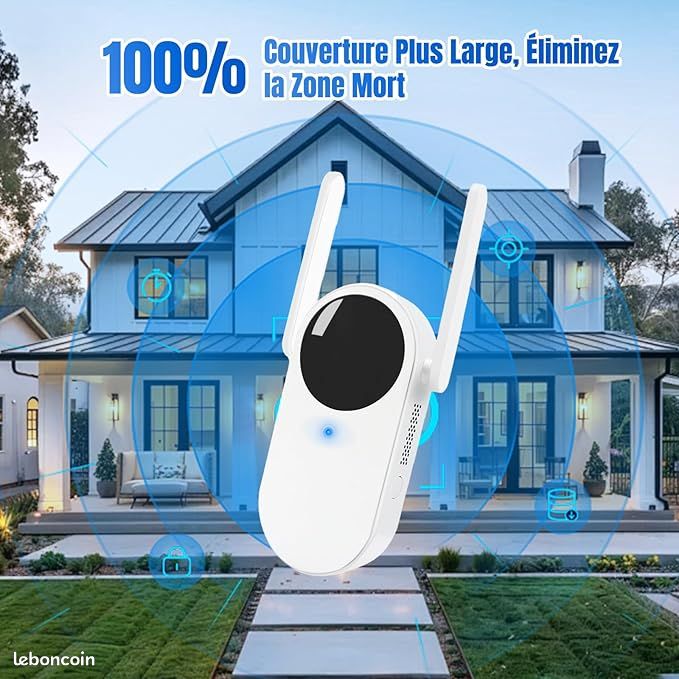 Répéteur WiFi 300 Mbps - Amplificateur De Signal, 1 Port LAN - Mode Répéteur/routeur, Couvre Jusqu'à 300 M² - Installation Facile
