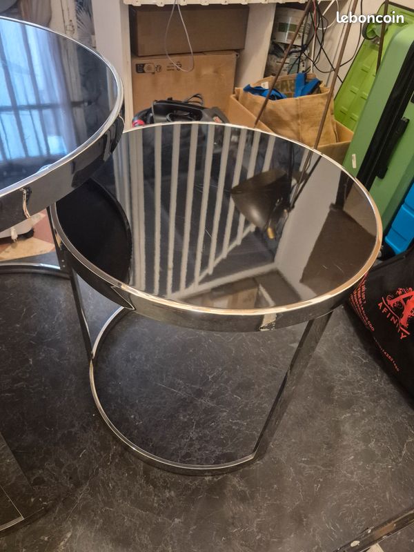 2 table en metal et verre noir (image 2)