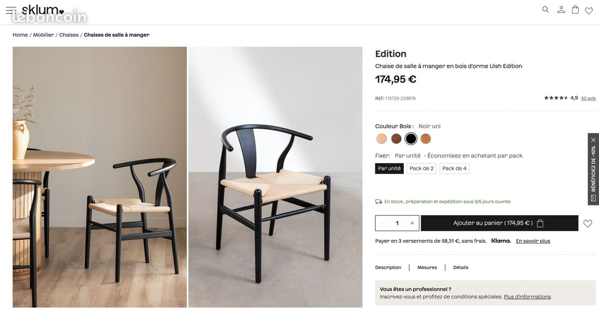 Chaises Sklum Ameublement