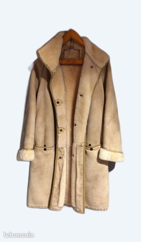 Manteau Femme Gérard Darel Cuir Mouton Retourné Beige Réversible - Taille 40 Neuve