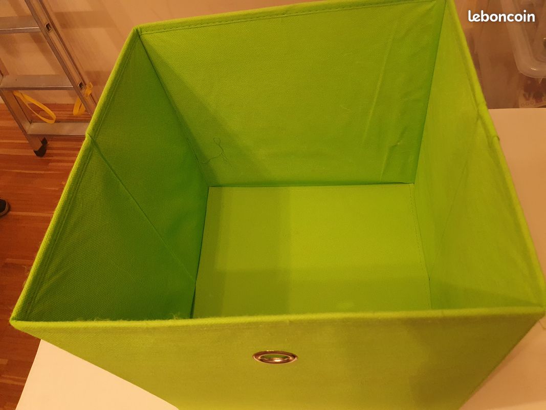 Lot de 6 boîtes de rangement carrée en textile couleur verte (image 1)