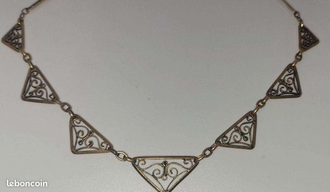Collier Chaîne Filigrane Plaqué Or Vintage - 7,5 Grammes, Bijou Ancien