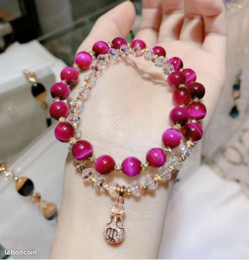 S925 Bracelet en argent et cristal d'oeil de tigre naturel (image 1)