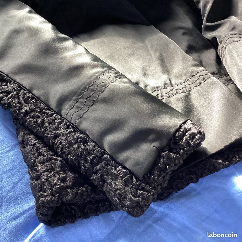 Veste Manteau 3/4 En Vraie Fourrure Astrakan Argenté - Taille 38/40 - Léger Et Doux - Neuf Sans étiquettes