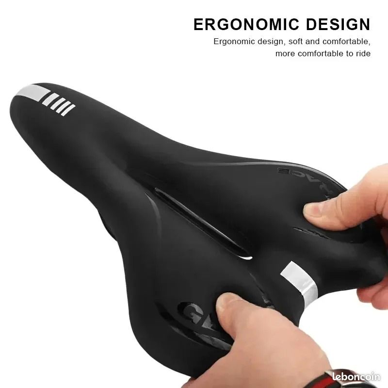 Selle De Vélo Ergonomique Noire – Confort VTT Et Course – Universelle Homme/femme