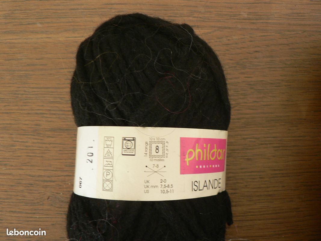 Pelotes De Laine Phildar Licorne En Coton - Lot De 10 Pelotes Couleur Noir - Numéro De Crochet 3