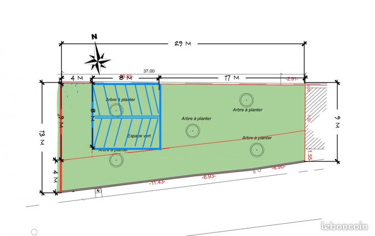 Terrain 320 m² Vert Saint Denis