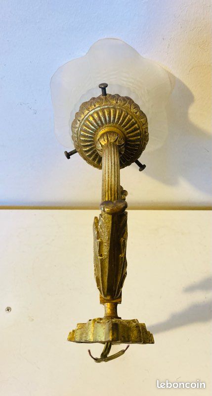 Plaque Poussoir Porte En Laiton Style Art Nouveau - Motif Lys Et Tulipe - Poli - Neuf