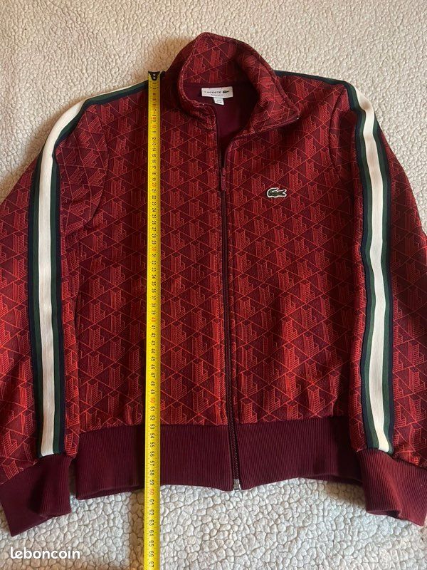 Ensemble survêtement veste, pantalon et t-shirt rouge originale authentique de marque Lacoste (image 6)