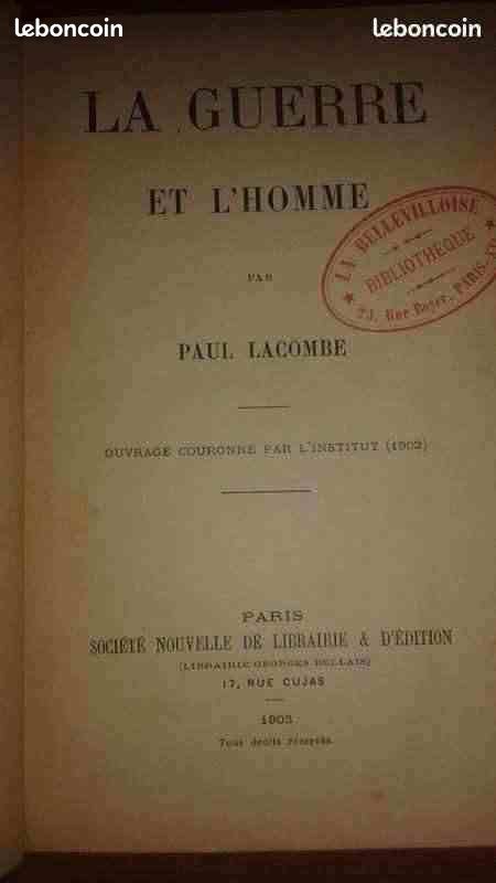 PAUL LACOMBE / LA GUERRE ET l'HOMME / 1902/SCPV45 (image 1)
