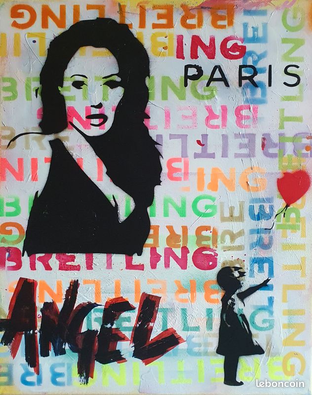 Tableau Street Art SPACO Signé - BABY CRY MUNCH - Style Pop Art Graffiti Français