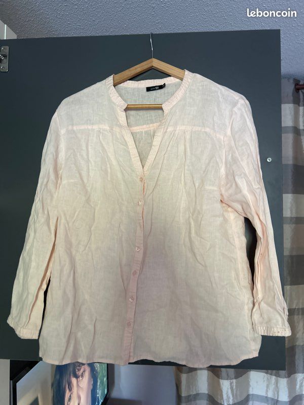 Chemise saumon en lin 46 (image 1)